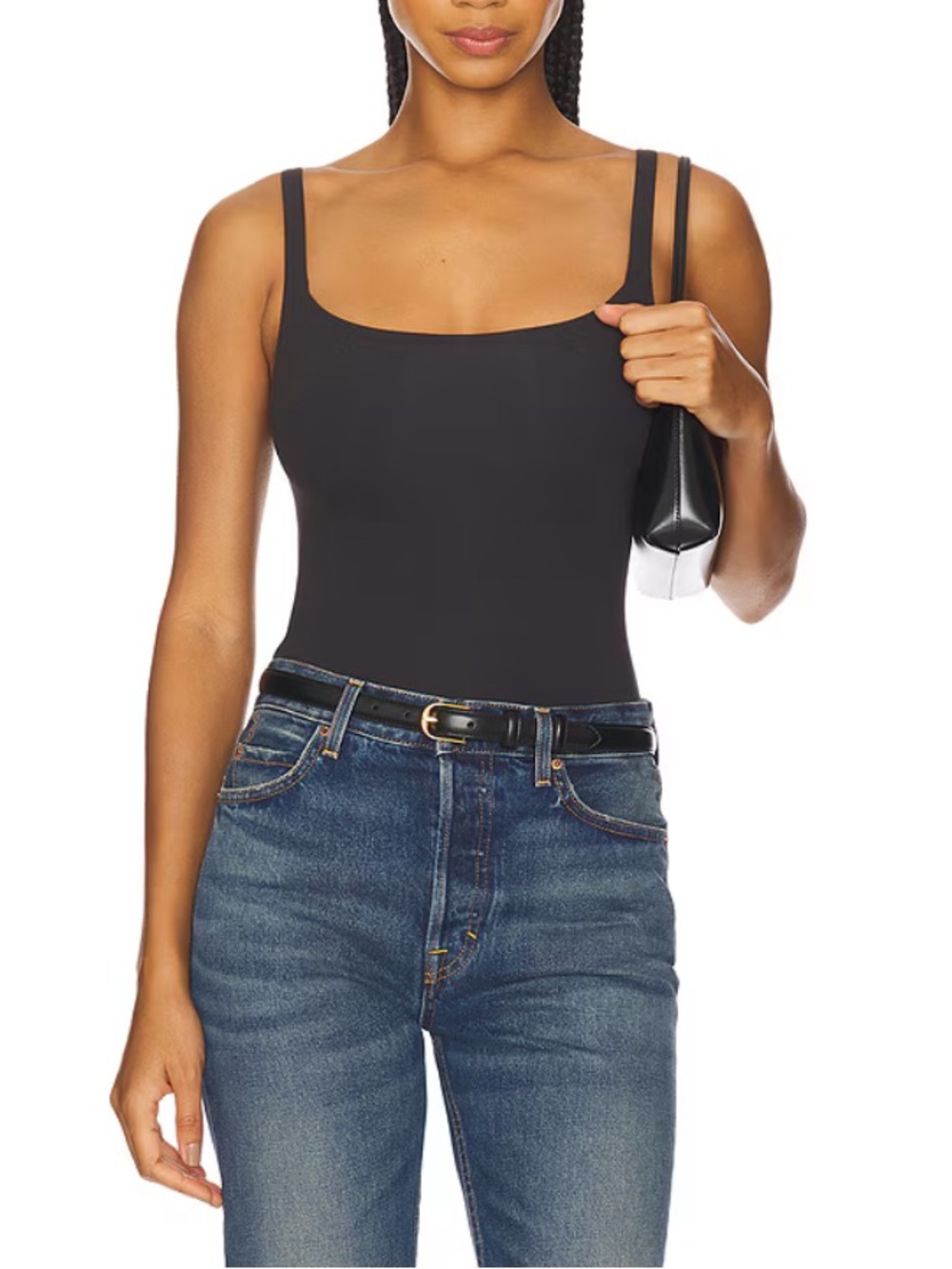 SKIMS Fits Everybody Black Square Neck Bodysuit